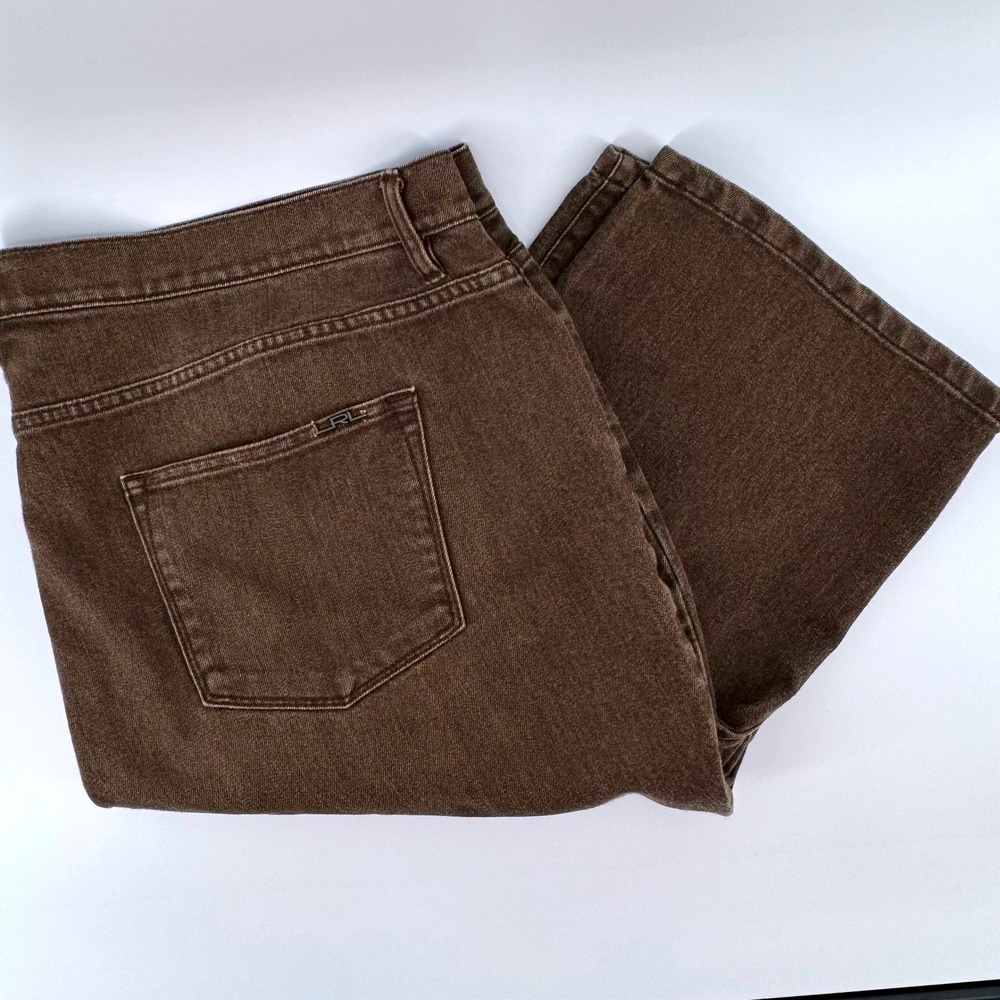 Ralph Lauren Jean Co Women 22W Brown Classic Straight Leg Jean High Rise Stretch